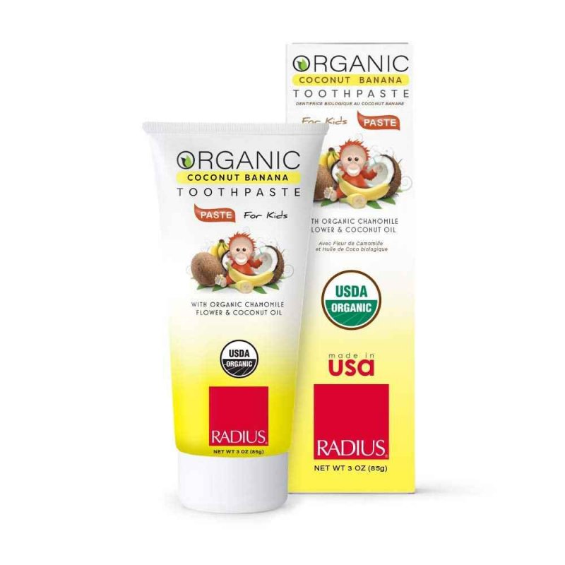 Organik Çocuk Diş Macunu, Hindistancevizi ve Muz, 85 gr, Radius, 06/2022
