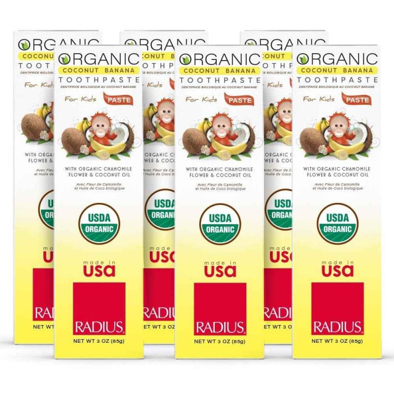 Organik Çocuk Diş Macunu, Hindistancevizi ve Muz, 85 gr, Radius, 06/2022